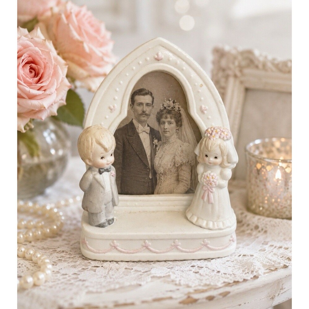 Christopher Collection Wedding Mirror Figurine Bride Groom Geo Z Lefton 1983 VTG